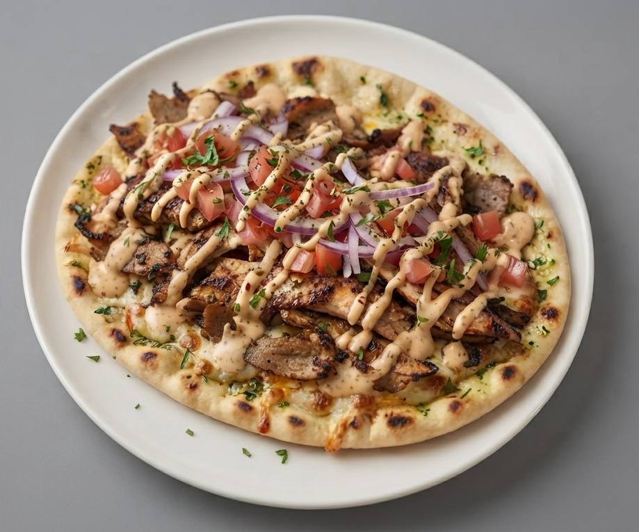 Pork Gyro Garlic Pitta Pizza 