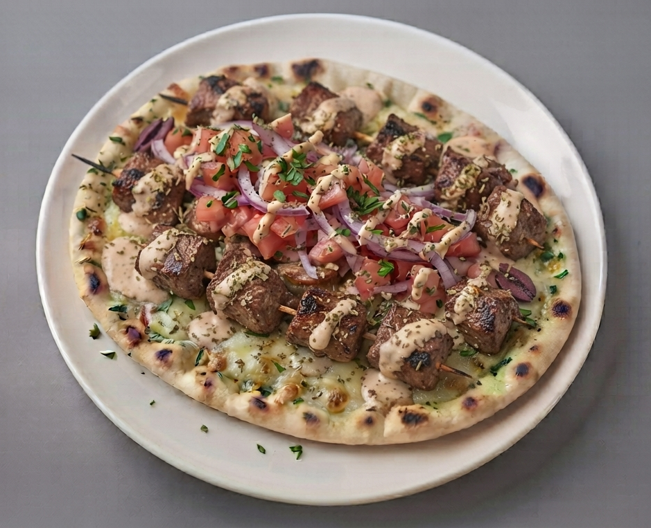 Shish Kebab Garlic Pitta Pizza 