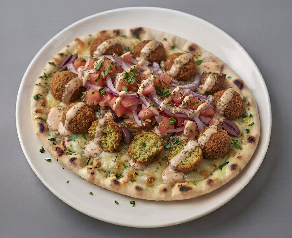 Falafel Garlic Pitta Pizza 