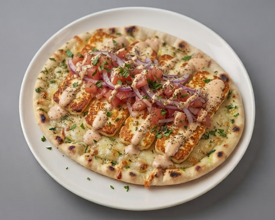 Halloumi Garlic Pitta Pizza 